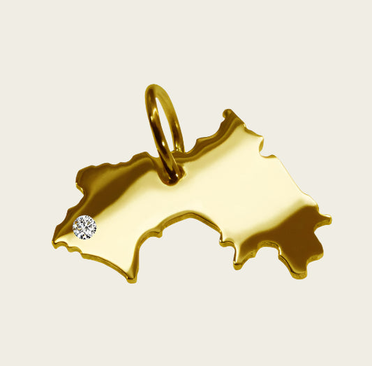 Gouden Landkaart Guinea ketting hanger