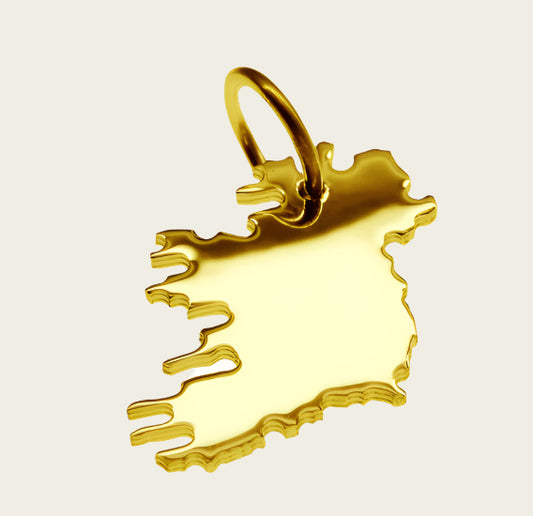 Gouden Landkaart Ierland Noord + Zuid ketting hanger