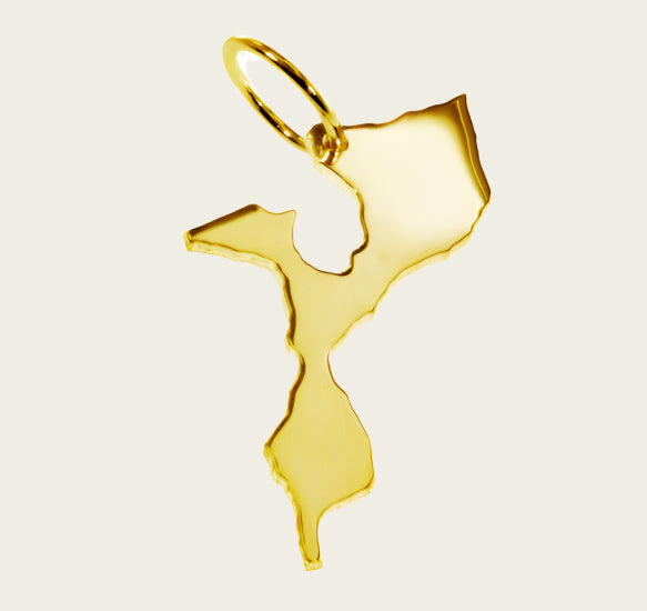 Gouden Landkaart Mozambique ketting hanger