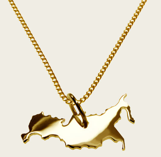 Gouden Landkaart Rusland ketting hanger