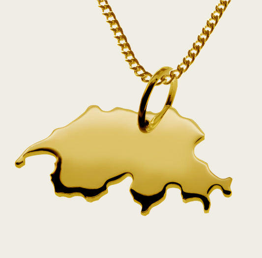 Gouden Landkaart Zwitserland ketting hanger