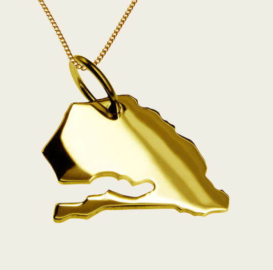 Gouden Landkaart Senegal ketting hanger