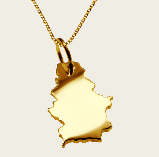 Gouden Landkaart Servië ketting hanger