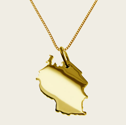 Gouden Landkaart Tasmanië ketting hanger