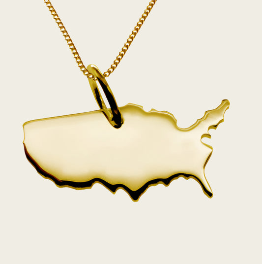 Gouden Landkaart USA Verenigde Staten ketting hanger