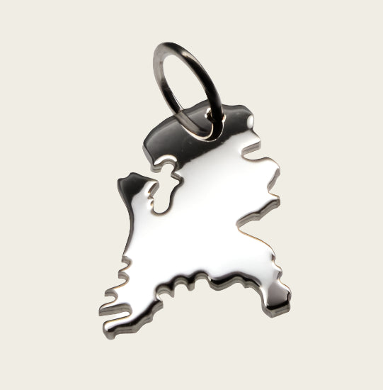 Zilveren Landkaart Nederland ketting hanger