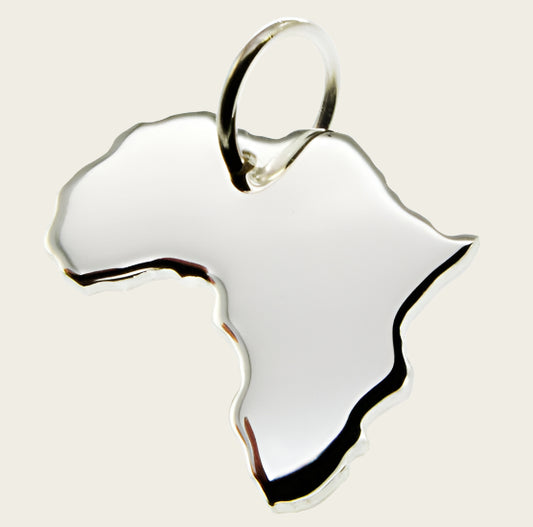 Zilveren Landkaart Afrika ketting hanger