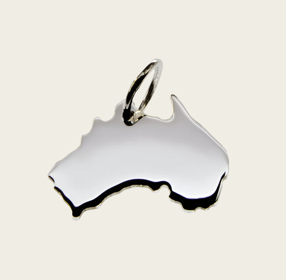 Zilveren Landkaart Australië ketting hanger