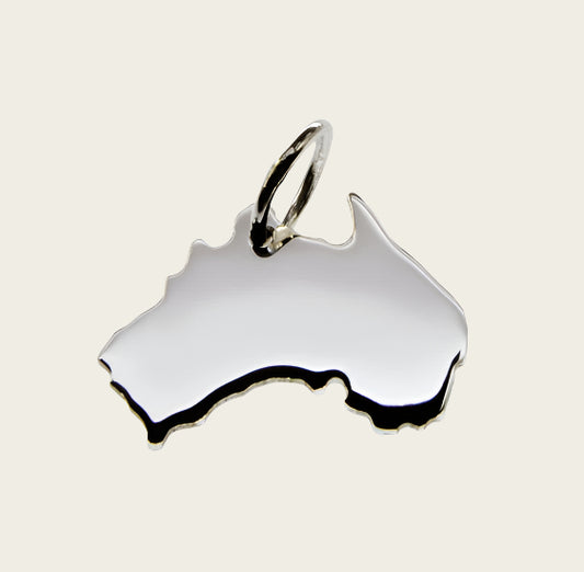 Zilveren Landkaart Australië ketting hanger
