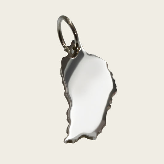 Zilveren Landkaart Dominicaanse Republiek ketting hanger