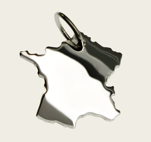 Silver Map France Necklace Pendant