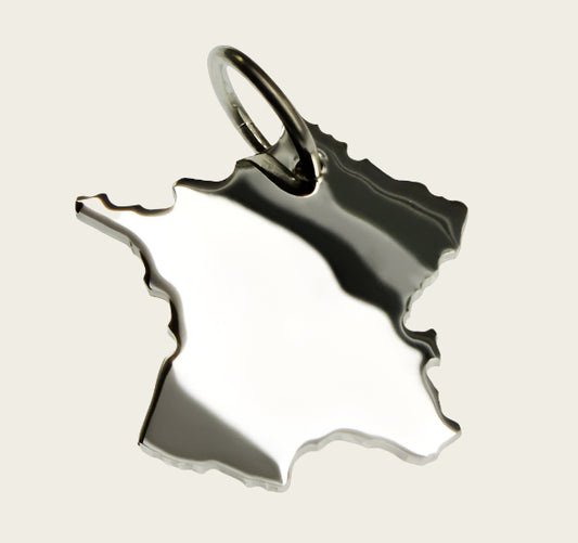 Zilveren Landkaart Frankrijk ketting hanger