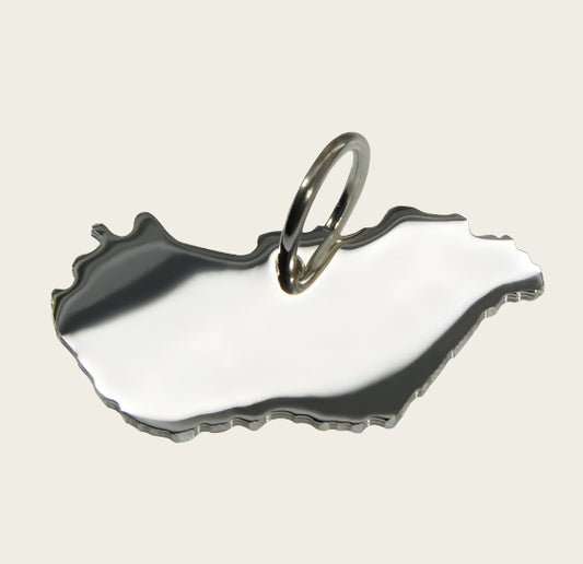 Zilveren Landkaart Hongarije ketting hanger