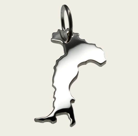 Zilveren Landkaart Italië ketting hanger