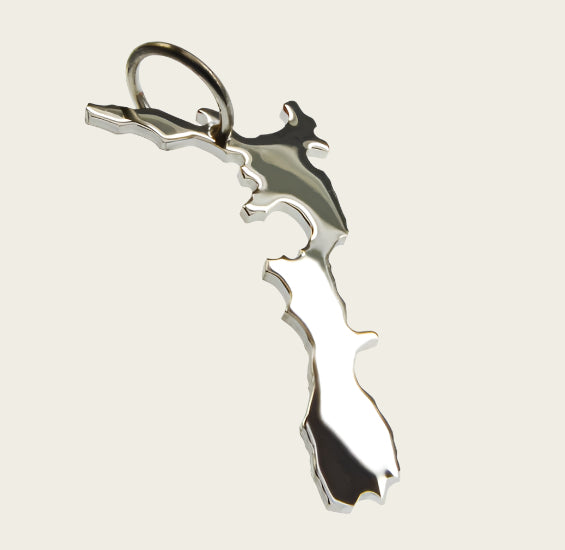 Zilveren Landkaart Nieuw Zeeland ketting hanger