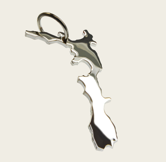 Zilveren Landkaart Nieuw Zeeland ketting hanger