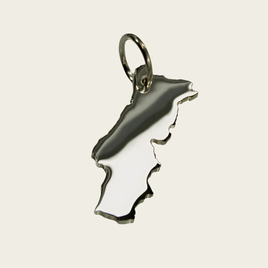 Zilveren Landkaart Portugal ketting hanger