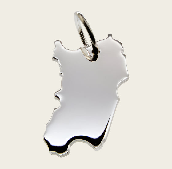Zilveren Landkaart Sardinië ketting hanger