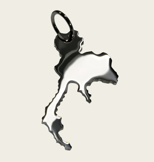 Zilveren Landkaart Thailand ketting hanger