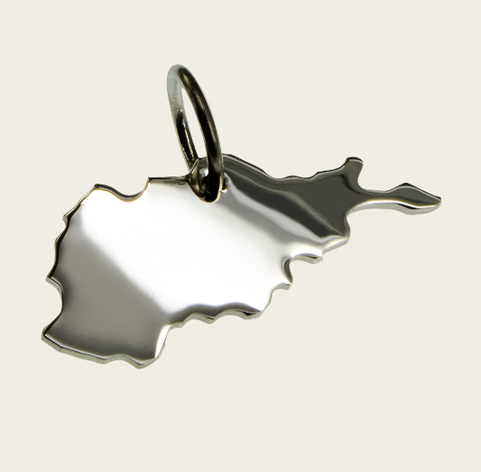 Zilveren Landkaart Afghanistan ketting hanger