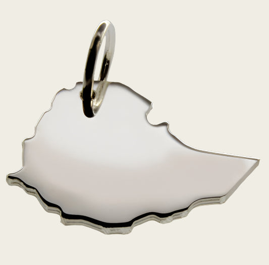 Zilveren Landkaart Ethiopië ketting hanger