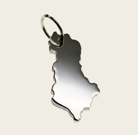 Zilveren Landkaart Albanië ketting hanger