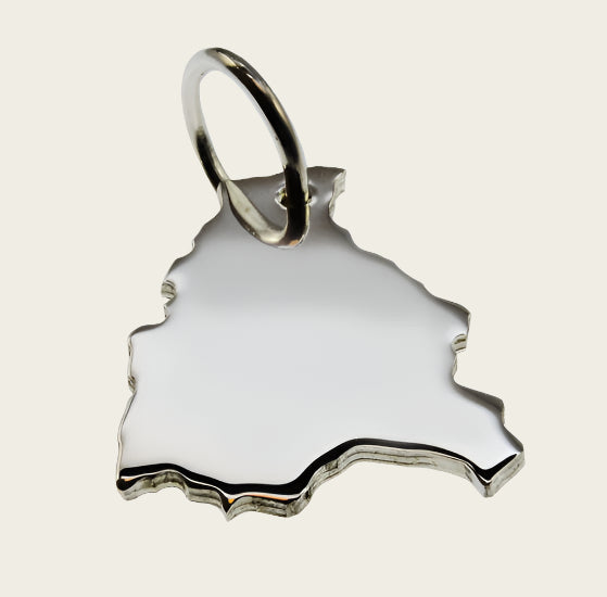 Zilveren Landkaart Bolivia ketting hanger