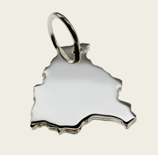 Zilveren Landkaart Bolivia ketting hanger