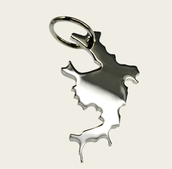 Zilveren Landkaart Bora Bora ketting hanger