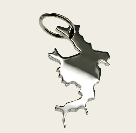 Zilveren Landkaart Bora Bora ketting hanger