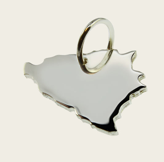 Zilveren Landkaart Bosnië ketting hanger