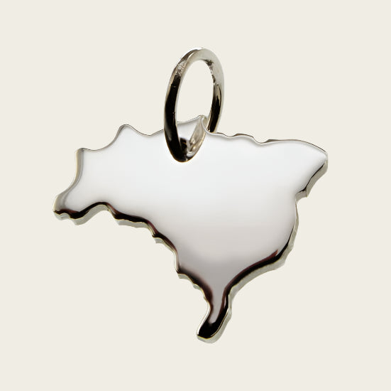 Zilveren Landkaart Brazilië ketting hanger