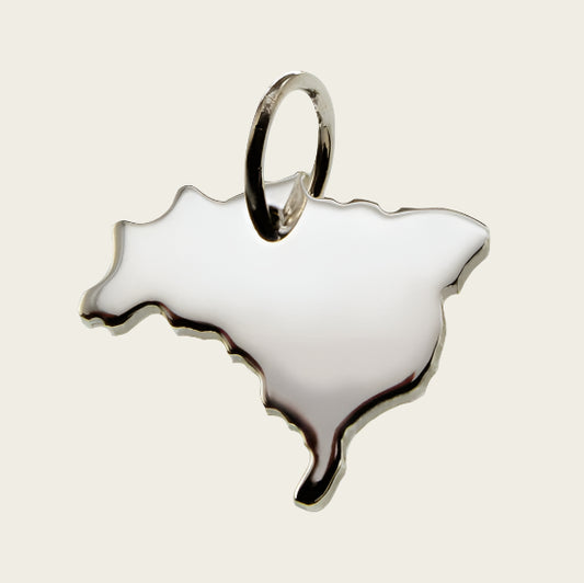 Zilveren Landkaart Brazilië ketting hanger