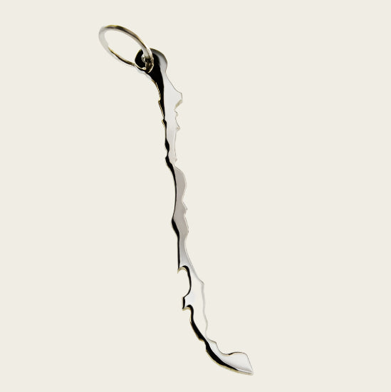 Zilveren Landkaart Chili ketting hanger