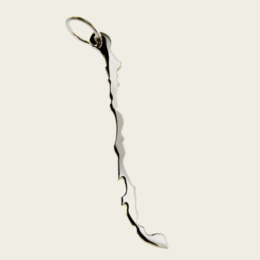 Zilveren Landkaart Chili ketting hanger