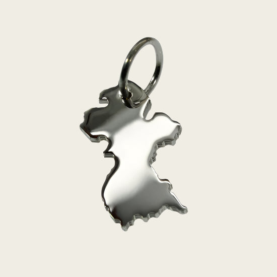 Zilveren Landkaart Frans Guyana ketting hanger