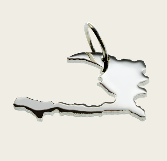 Zilveren Landkaart Haïti ketting hanger