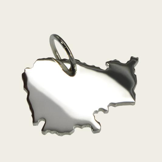 Zilveren Landkaart Cambodja ketting hanger