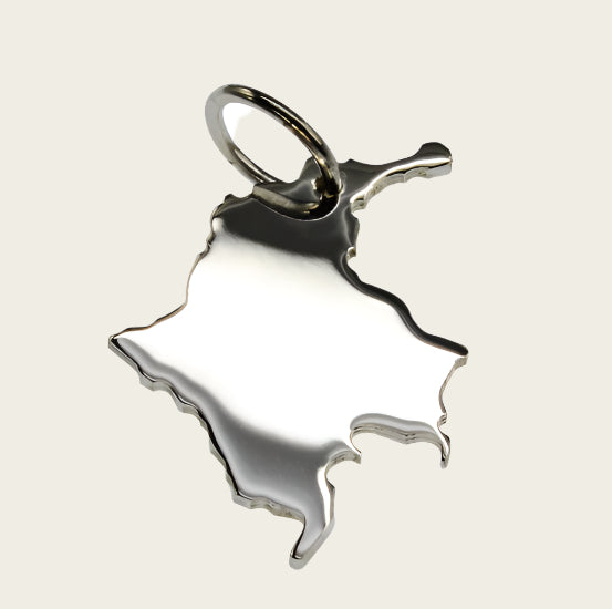 Zilveren Landkaart Colombia ketting hanger