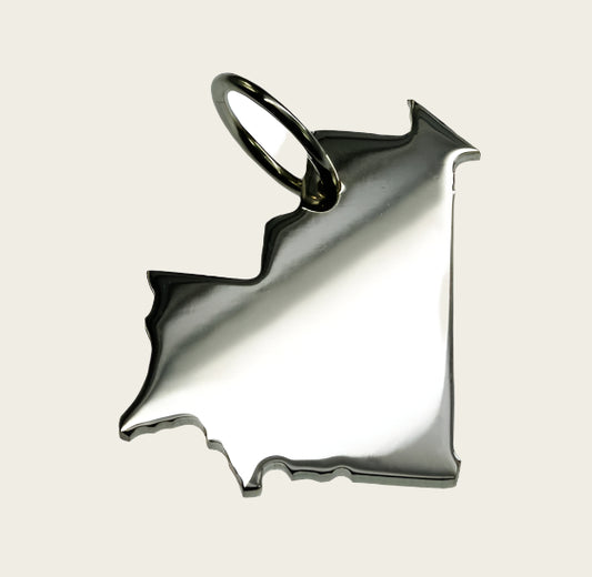 Zilveren Landkaart Mauritanië ketting hanger
