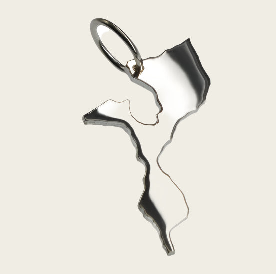 Zilveren Landkaart Mozambique ketting hanger