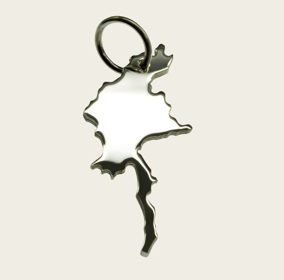 Zilveren Landkaart Myanmar ketting hanger