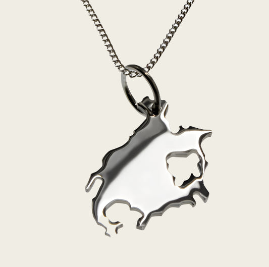 Zilveren Landkaart Noord Amerika ketting hanger