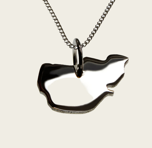 Zilveren Landkaart Pellworm ketting hanger