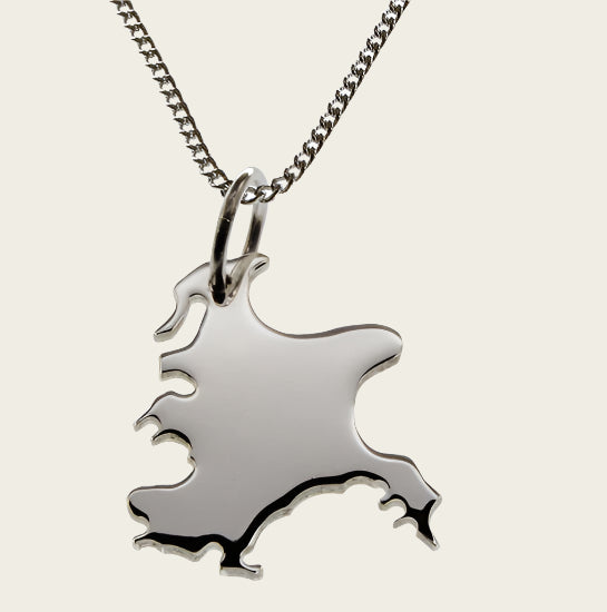 Zilveren Landkaart Rügen ketting hanger