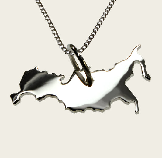 Zilveren Landkaart Rusland ketting hanger
