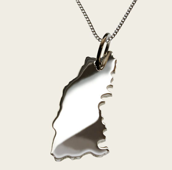 Silver Map Black Forest Necklace Pendant