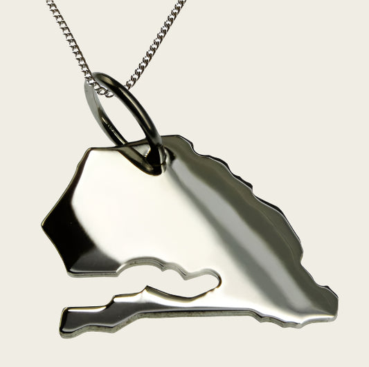 Zilveren Landkaart Senegal ketting hanger