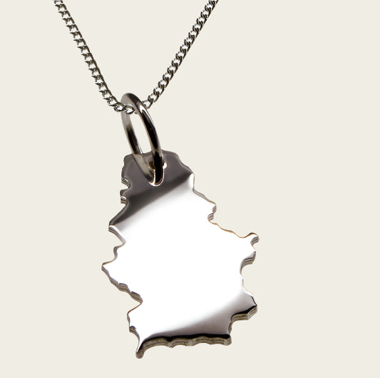 Zilveren Landkaart Servië ketting hanger