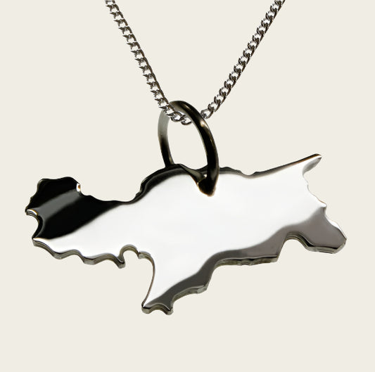 Zilveren Landkaart Zuid Tirol ketting hanger